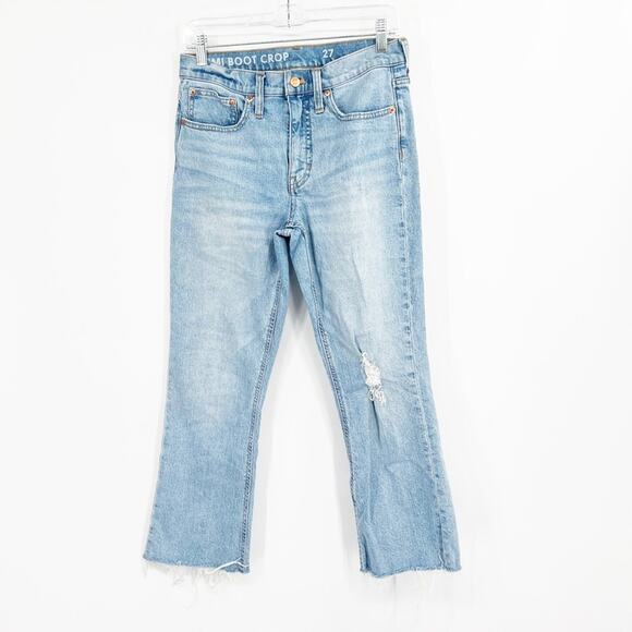 J. Crew 10” Demi-Boot Crop Jeans in Windsurf Wash Raw Hem - Picture 1 of 9